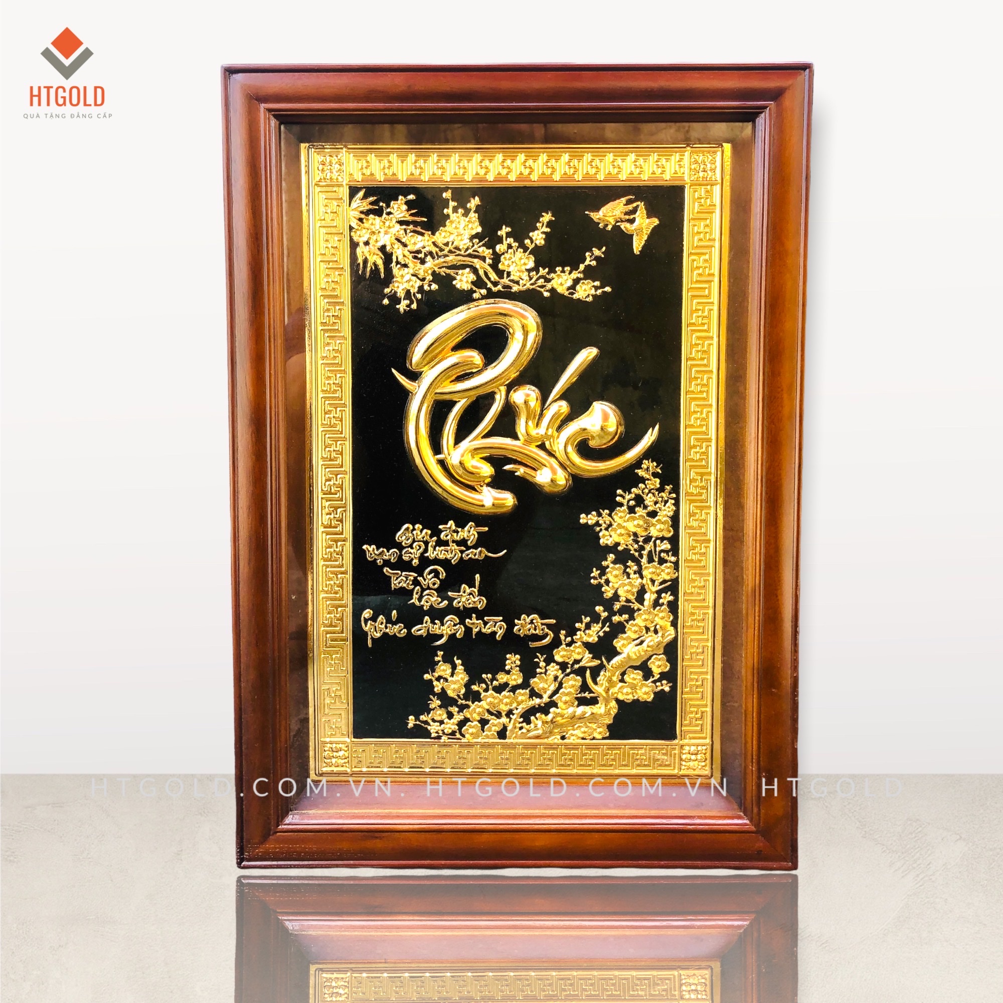 TRANH ĐỒNG CHỮ PHÚC THƯ PHÁP, MẠ VÀNG 24K (Kích thước 54cm x 38cm)