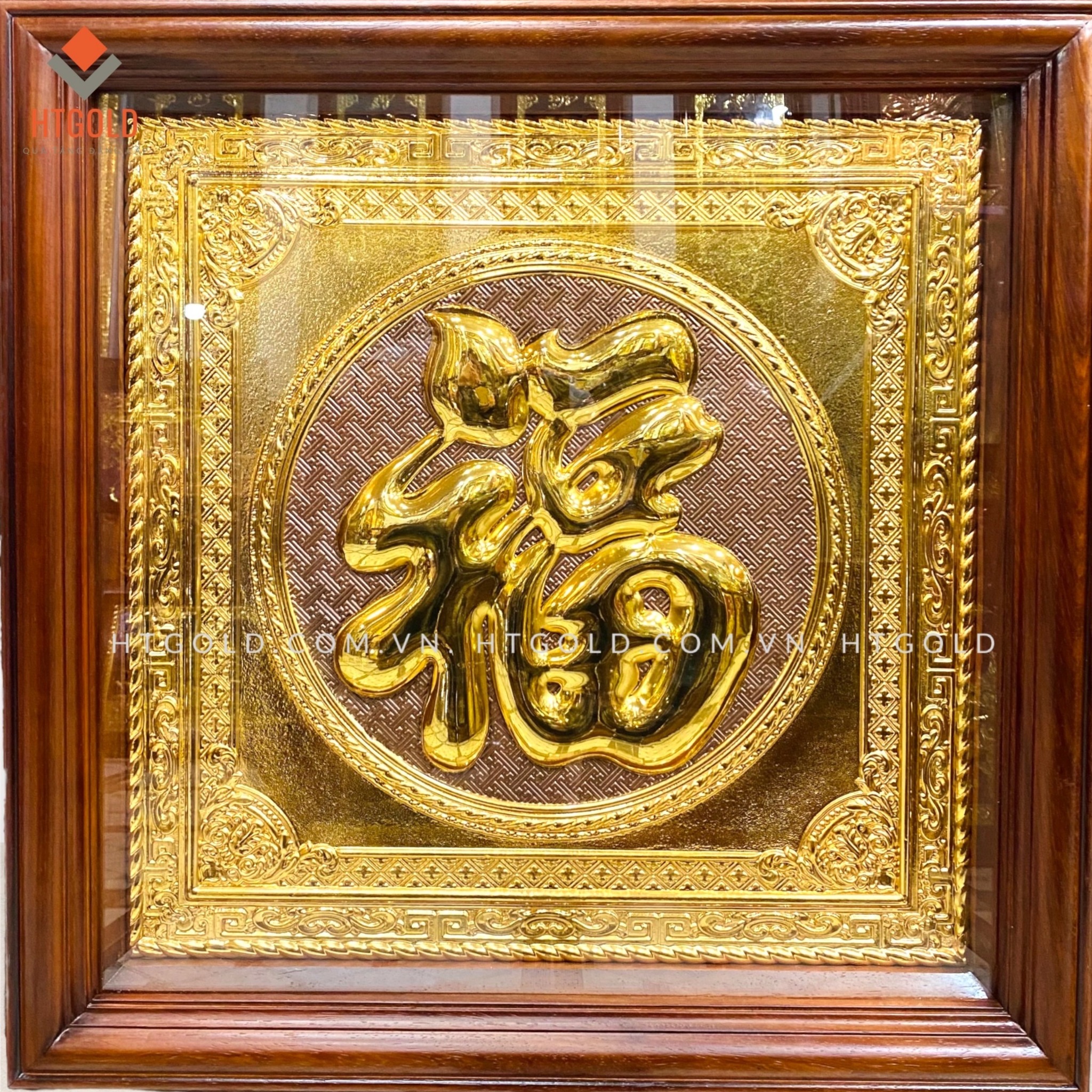 TRANH ĐỒNG CHỮ PHÚC, MẠ VÀNG 24K (Kích thước 68cm x 68cm)