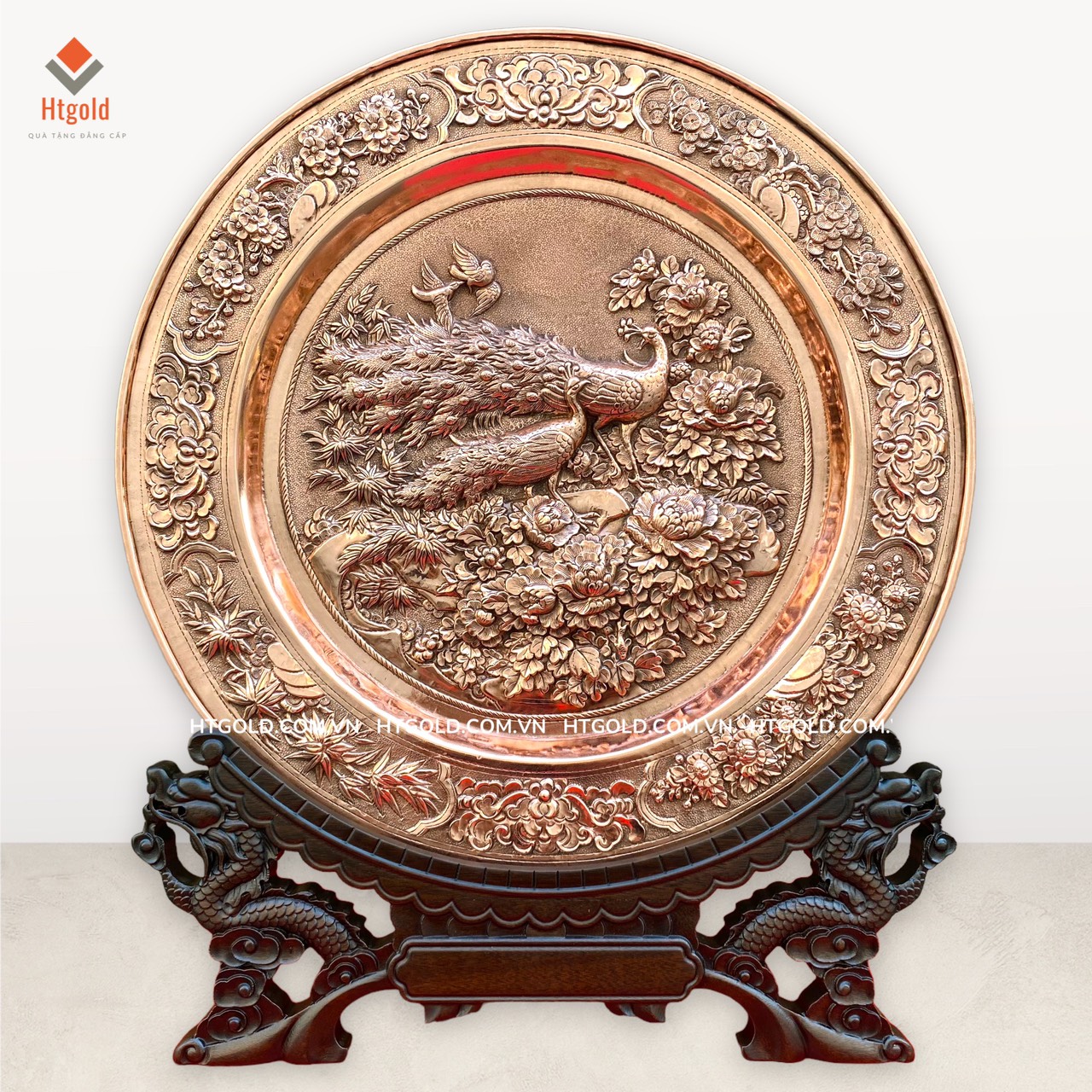 QUÀ TẶNG TRANH ĐĨA ĐỒNG - PHU THÊ VIÊN MÃN (Đường kính 35cm; Tổng chiều cao 41cm)