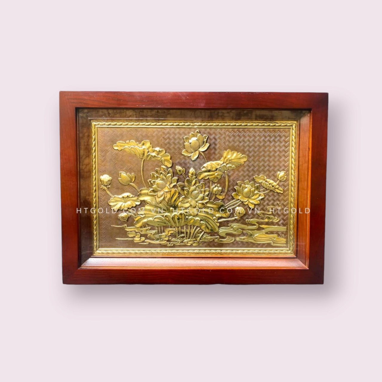 TRANH HOA SEN BẰNG ĐỒNG, GIẢ CỔ (Kích thước 28cm x 38cm)