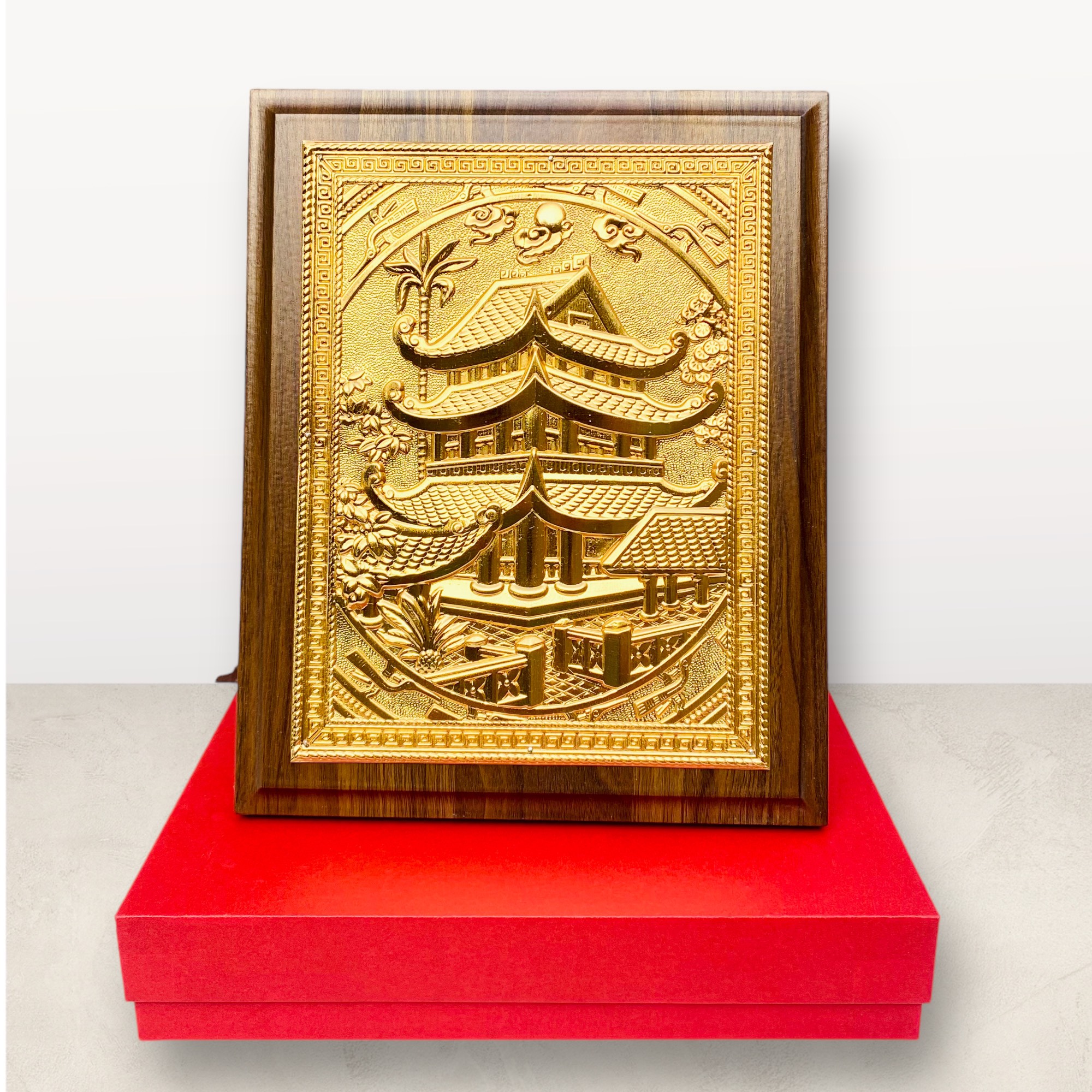 TRANH ĐỒNG CHÙA KEO THÁI BÌNH, MẠ VÀNG 24K (Kích thước 20cm x 25cm)