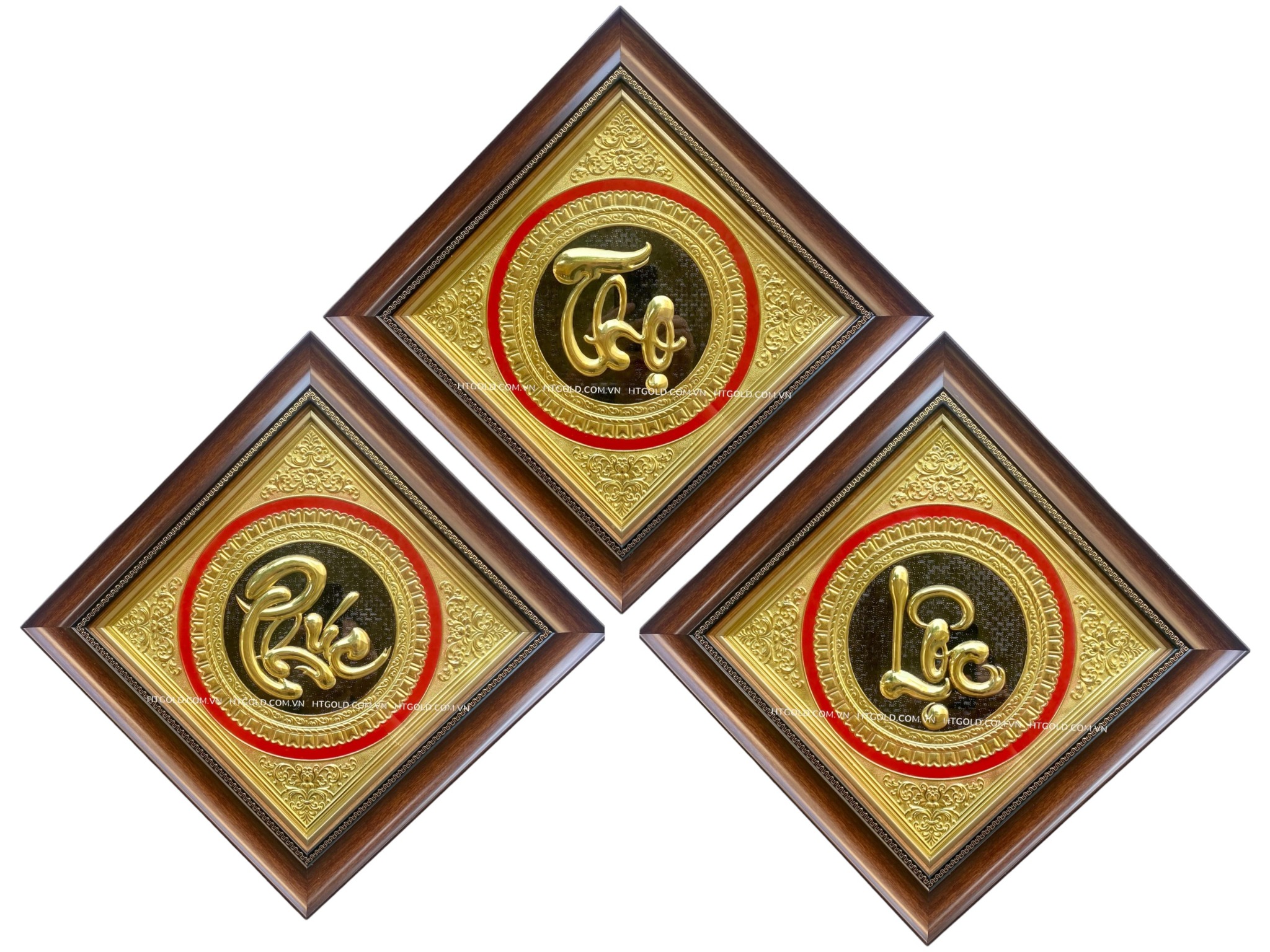 BỘ TRANH CHỮ PHÚC LỘC THỌ BẰNG ĐỒNG (40cm x 40cm)
