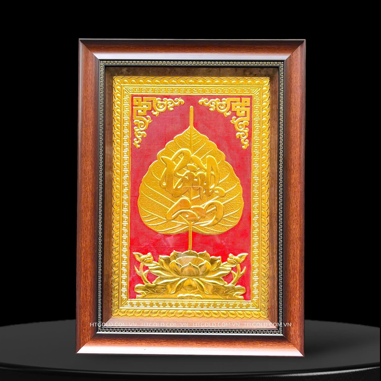 TRANH LÁ BỒ ĐỀ BÌNH AN, DÁT VÀNG (40cm x 55cm)