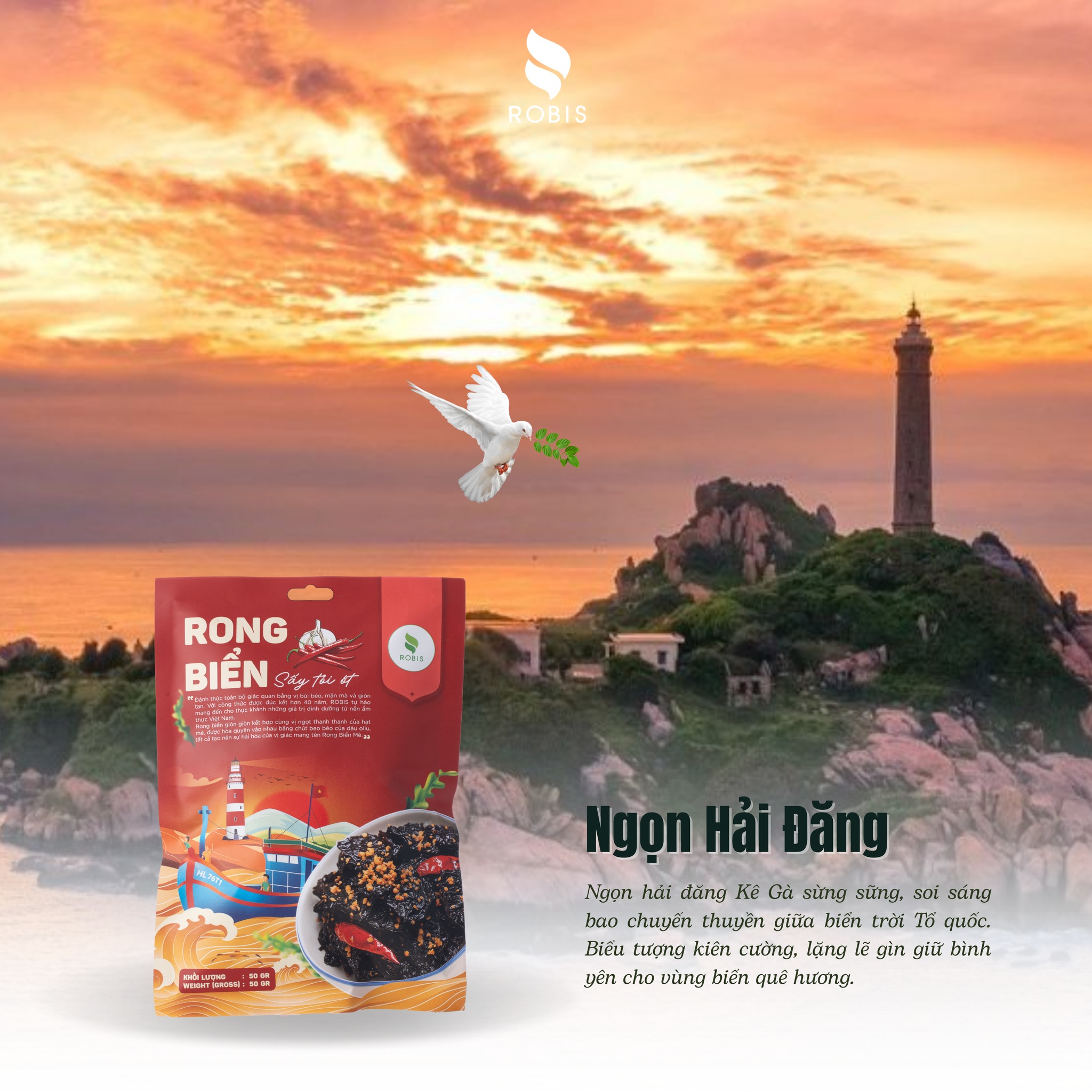 Rong Biển sấy vị tỏi ớt - Ngọn Hải Đăng Kê Gà