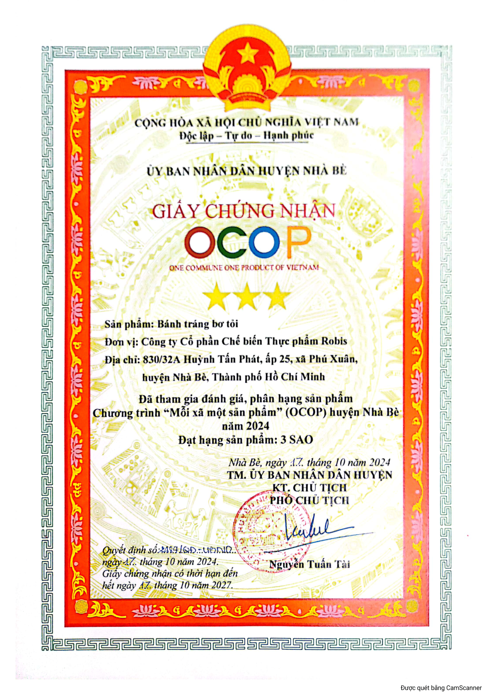 Giấy chứng nhận số 13