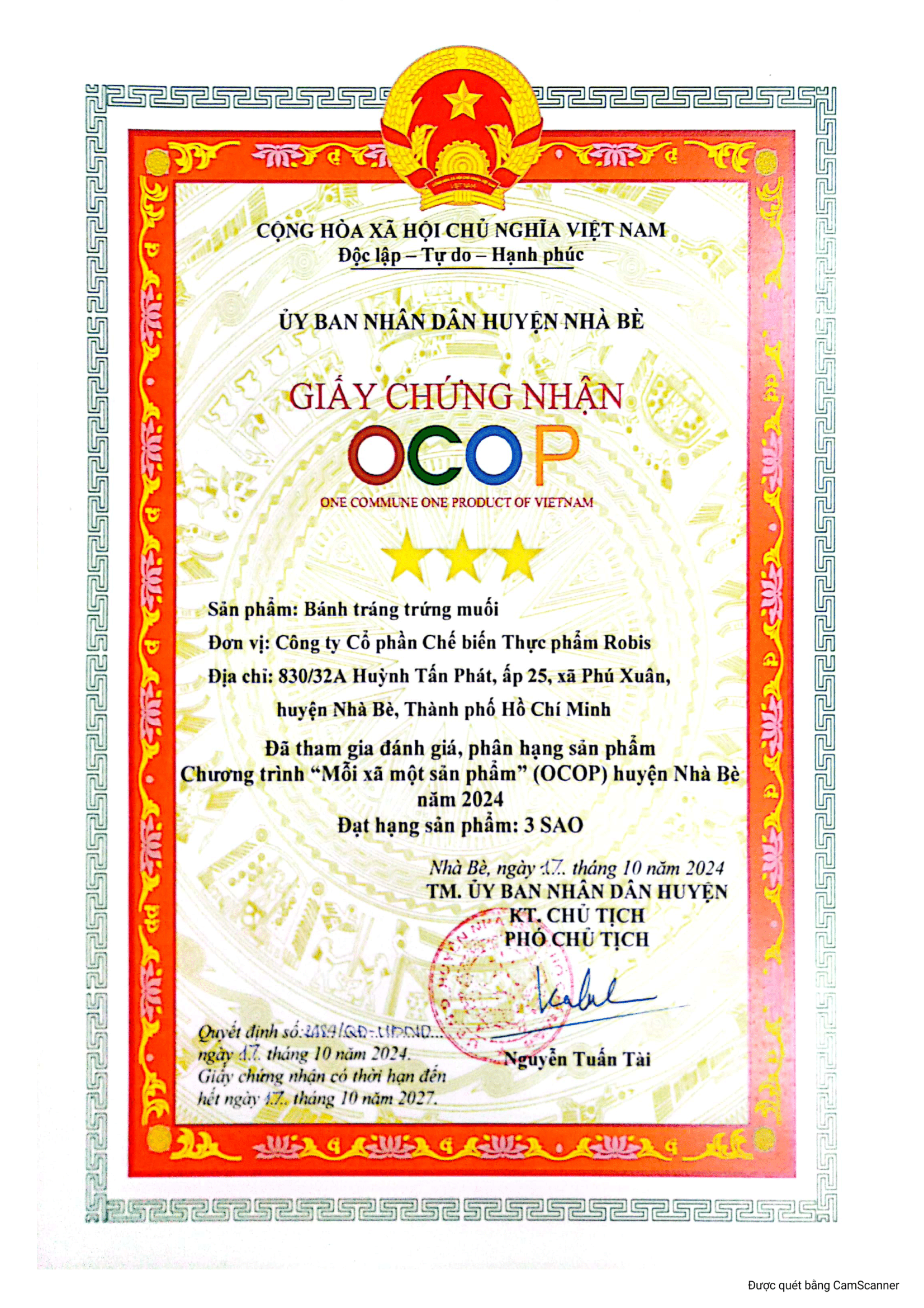 Giấy chứng nhận số 16