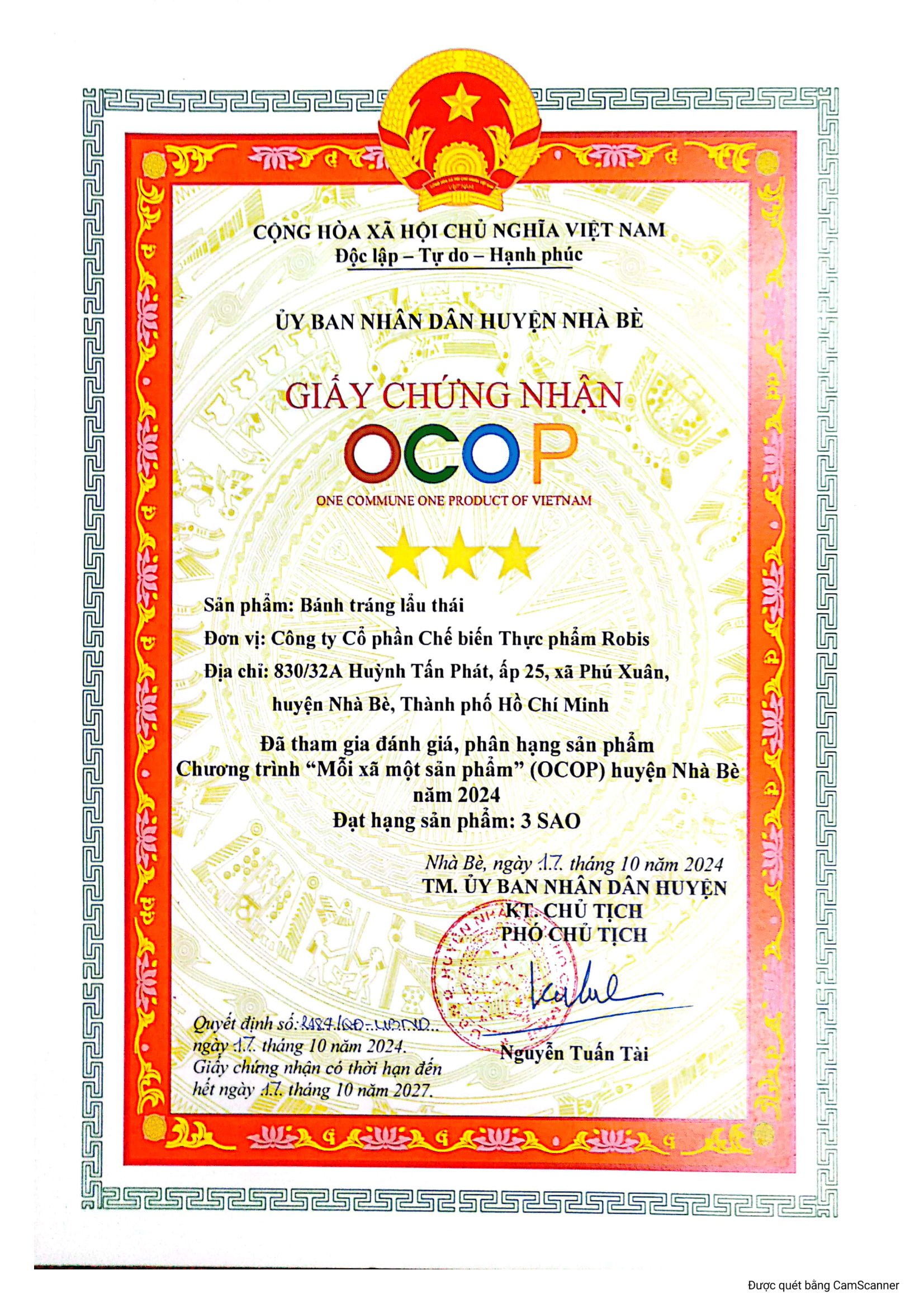 Giấy chứng nhận số 12