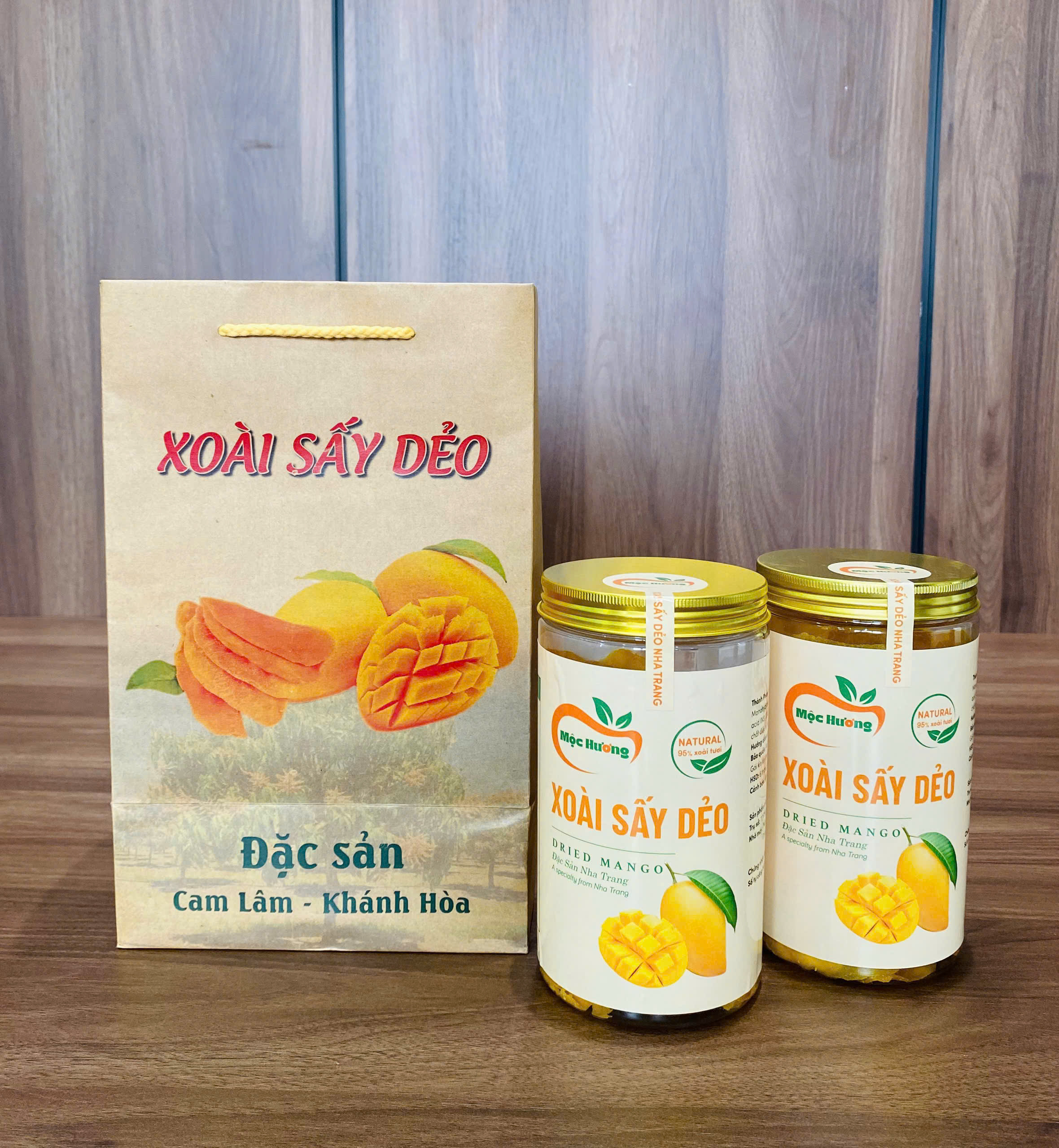 Xoài sấy dẻo Mộc Hương nguyên vị hộp pet 500gram
