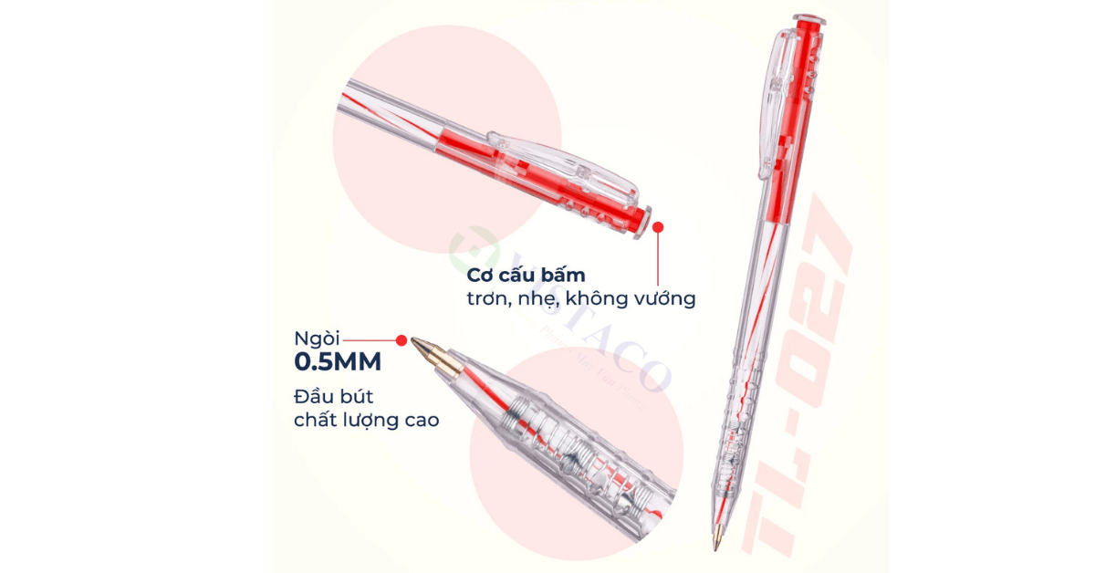 Bút bi TL027 đỏ Thiên Long