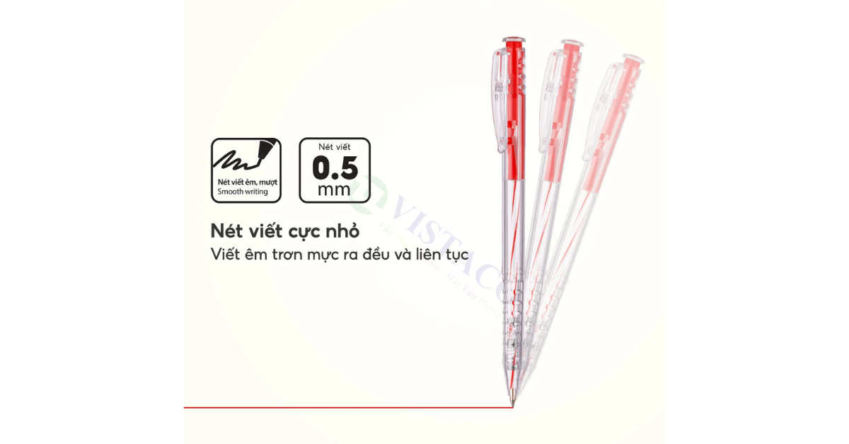Bút bi TL027 đỏ Thiên Long