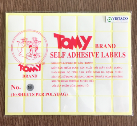 Giấy nhãn tomy 106 10tờ/xấp