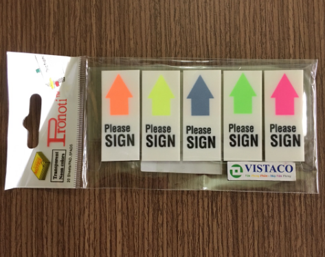 Giấy notes Pronoti 5 màu mũi tên Please sign 100 tờ/xấp 45649