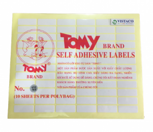 Giấy nhãn Tomy 123 10tờ/xấp (  Nhãn TOMY (AL 0.4m2/xấp)  )