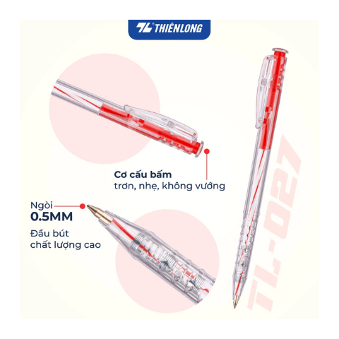 Bút bi TL027 đỏ Thiên Long ( Bút bi TL-027 )