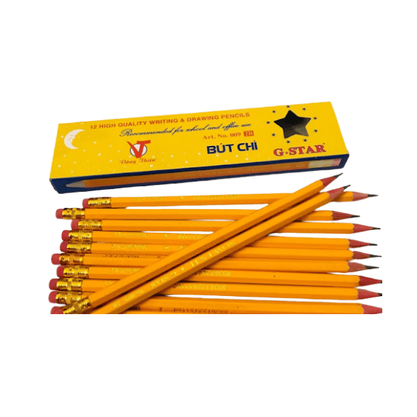 Bút chì thân vàng G-STAR 009- 2B có gôm