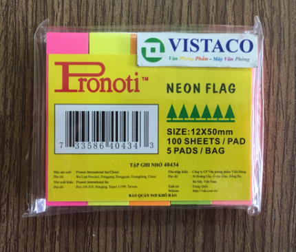 Giấy notes 5 màu dạ quang Pronoti 100 tờ/xấp 40434
