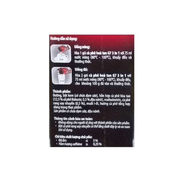 Cà Phê G7 3in1 bịch 50 sachets