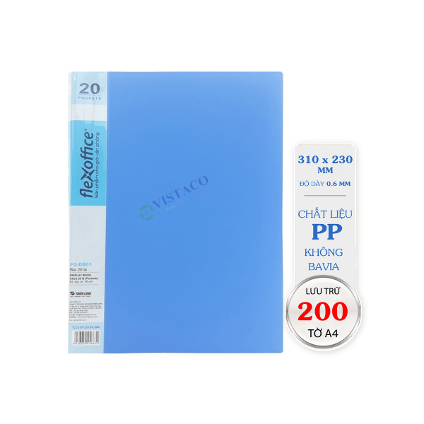 Bìa 20 lá A4 FO-DB01 xanh Thiên Long