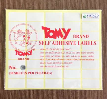 Giấy nhãn Tomy 108 10tờ/xấp