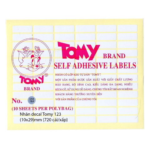 Giấy dán nhãn Tomy 10 tờ/xấp
