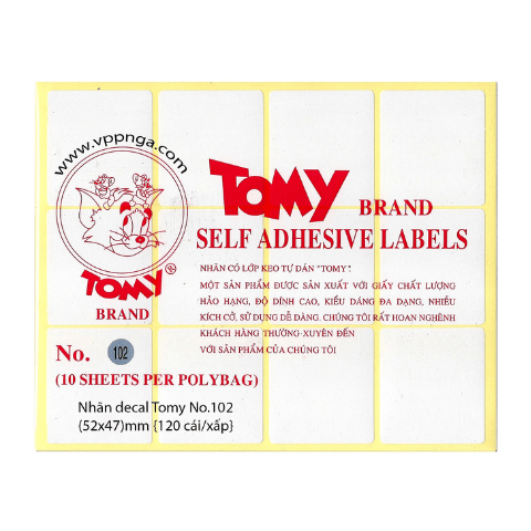 Giấy dán nhãn Tomy 10 tờ/xấp