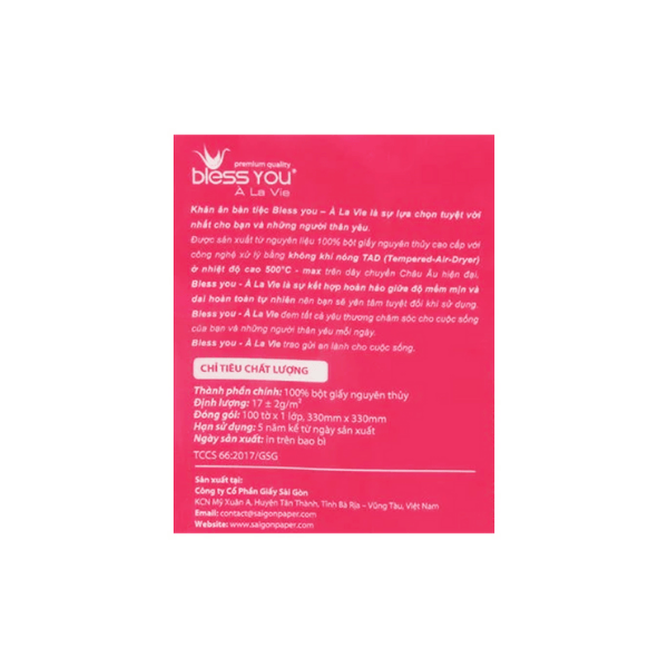 Khăn ăn Bless You 33x33 100 tờ