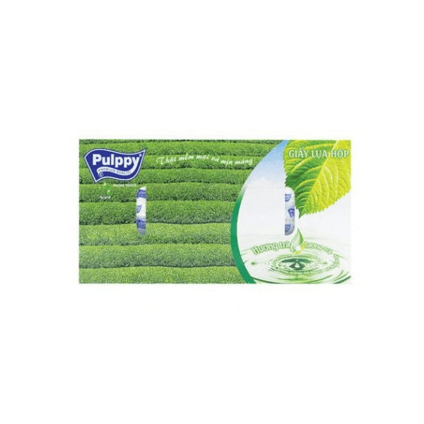 Khăn giấy lụa hộp pulppy hương trà 6 hộp lốc 100 tờ