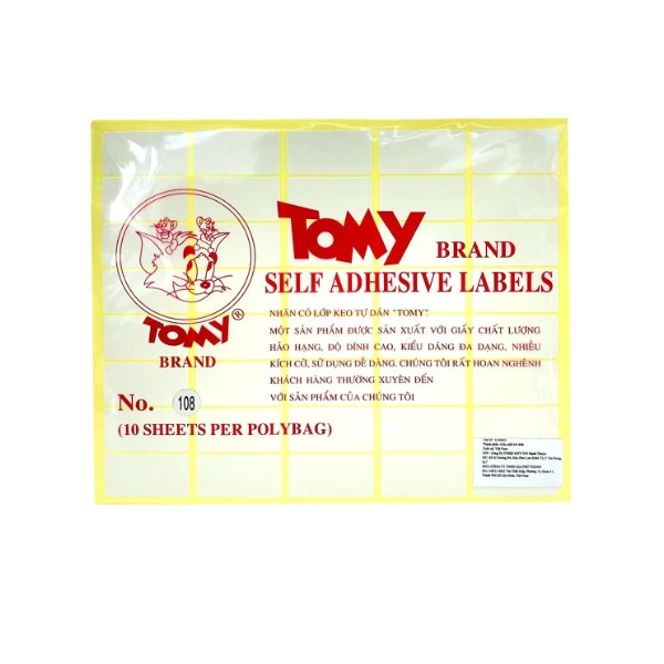 Giấy nhãn Tomy 108 10tờ/xấp