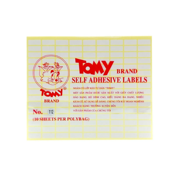 Giấy nhãn Tomy 112 (8x206mm) 10tờ/xấp