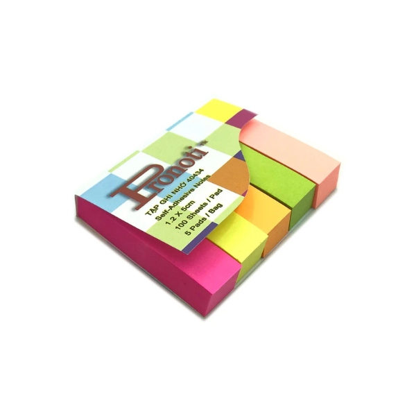 Giấy notes 5 màu dạ quang Pronoti 100 tờ/xấp 40434
