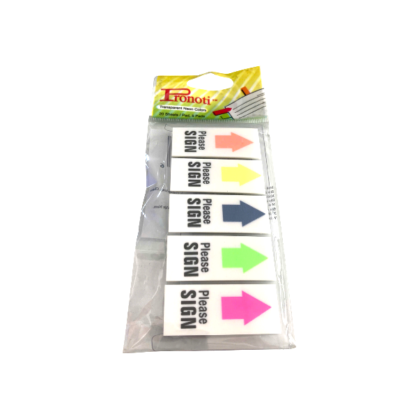 Giấy notes Pronoti 5 màu mũi tên Please sign 100 tờ/xấp 45649