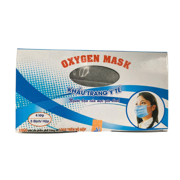 Khẩu trang than 4 lớp tốt ( Khẩu trang Oxygen Mask Xám )