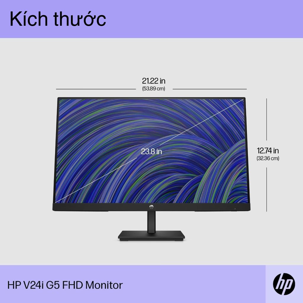 Màn hình máy tính HP V24i G5 23.8INCH, Full HD 75Hz VGA HDM, DP LED IPS, ĐEN