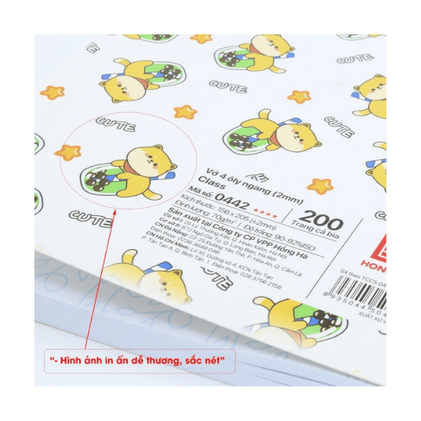 Tập 200 trang (4 ô li) 70gms Hồng Hà TB4  0442