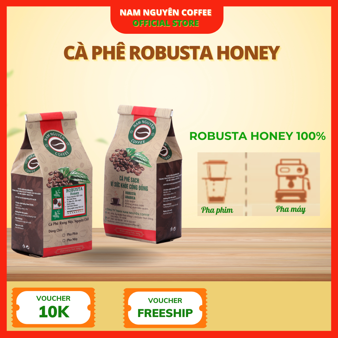 Cà phê rang mộc nguyên chất  Robusta honey 5kg , cà phê giá sỉ dành cho quán
