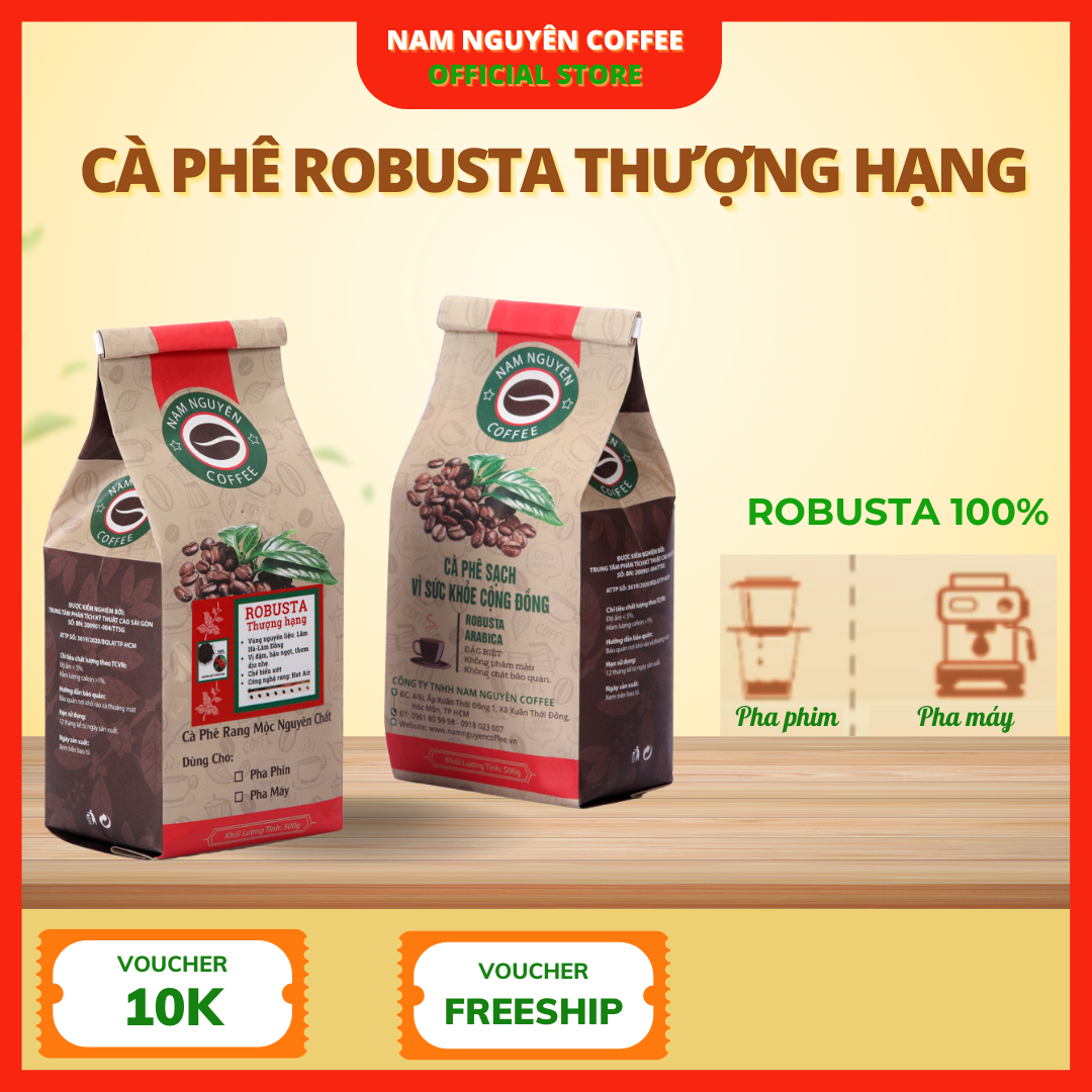 Cà phê  Robusta Thượng hạng  rang mộc nguyên chất 5kg, cà phê giá sỉ dành cho quán