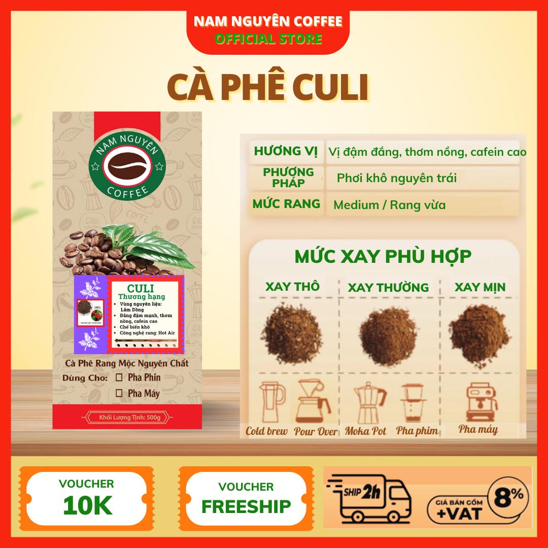 Cà phê Culi Nguyên Chất Rang Mộc