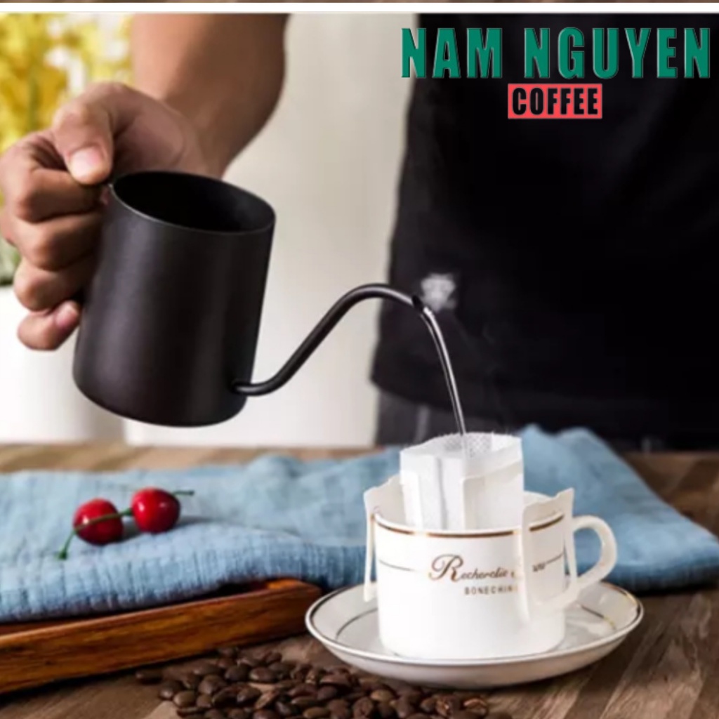 Cà phê phin giấy tiện lợi Robusta nguyên chất có vị đắng nhẹ, thơm quyến rũ, hậu ngọt túi 10 gói mỗi 20g từ nam nguyên