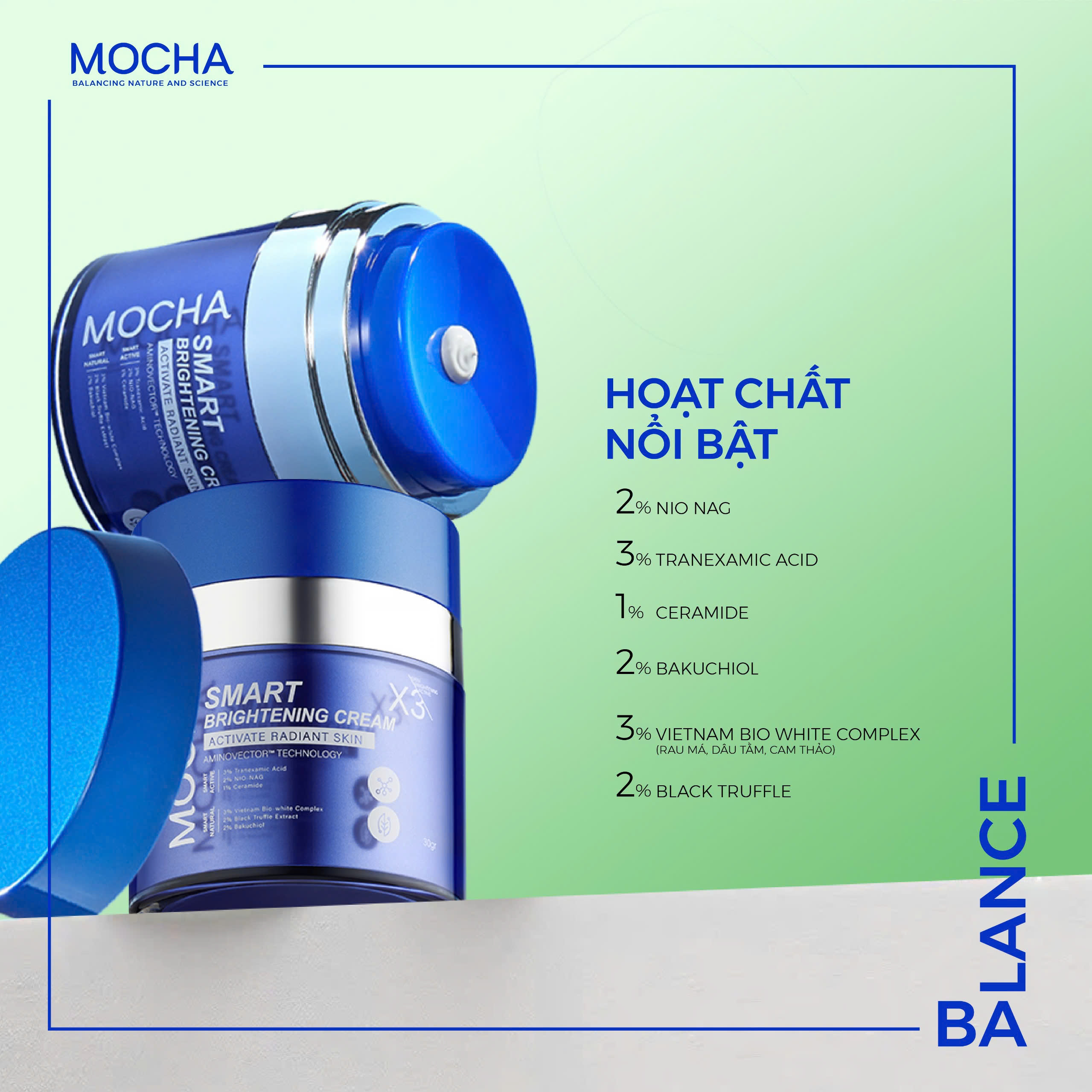 Kem giảm sạm nám chuyên sâu MOCHA SMART BRIGHTENING CREAM