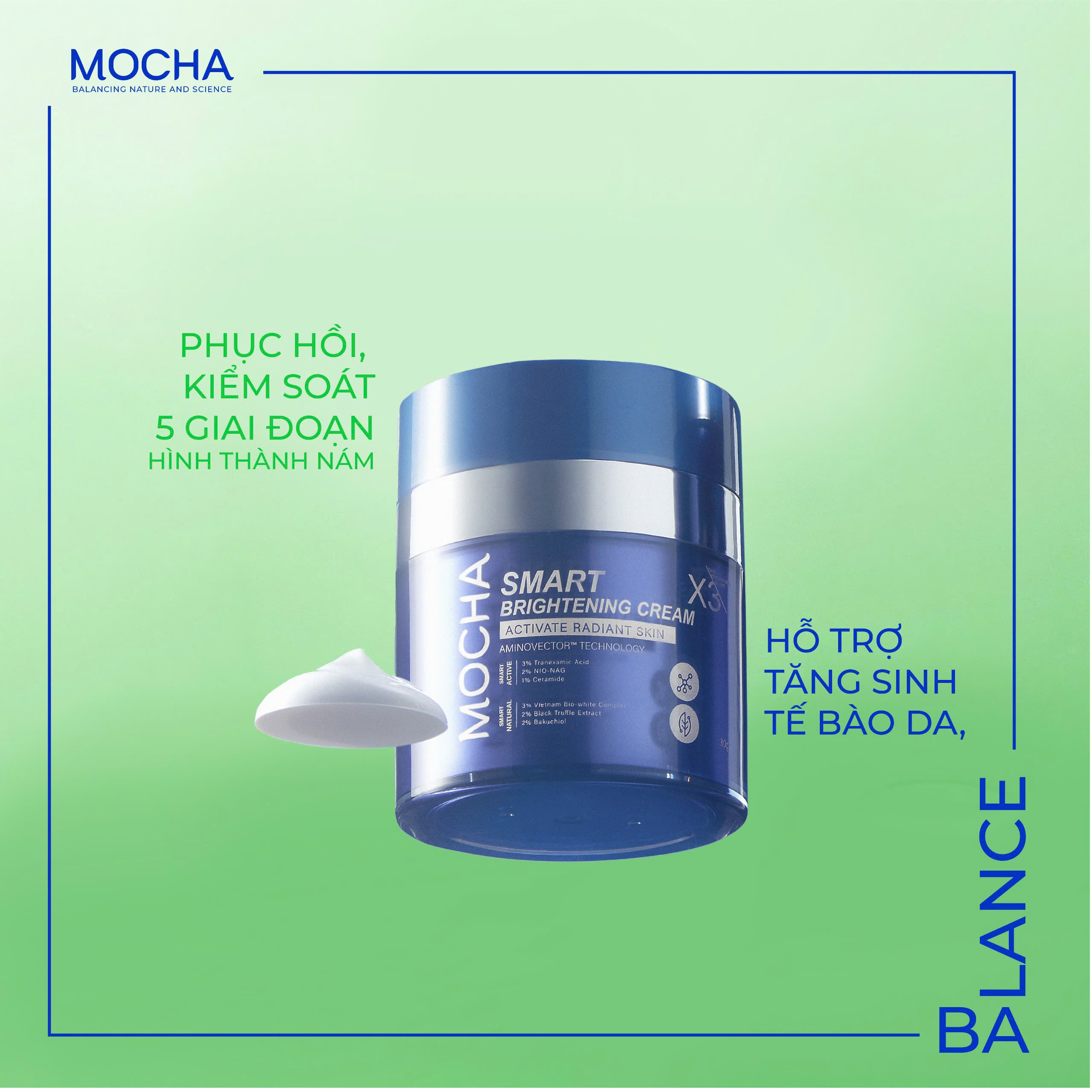 Kem giảm sạm nám chuyên sâu MOCHA SMART BRIGHTENING CREAM