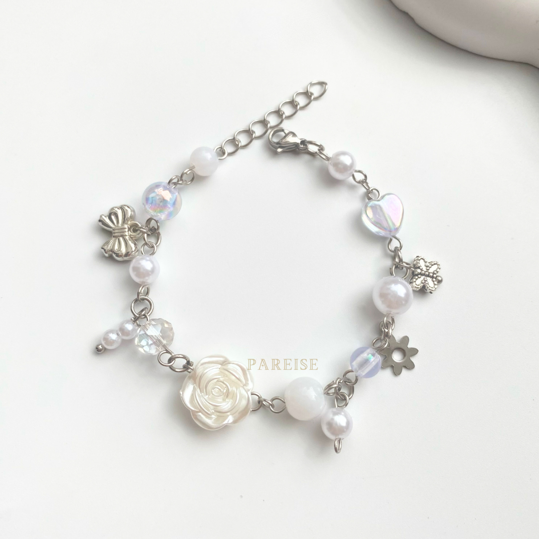 Vòng tay coquette trắng thép ko gỉ