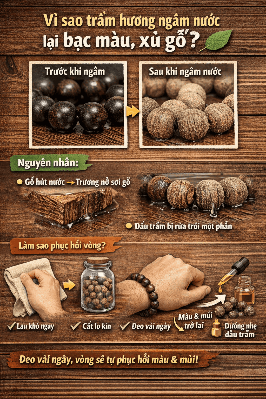 VÌ SAO TRẦM HƯƠNG NGÂM NƯỚC LẠI BẠC MÀU, XÙ GỖ? 🌿