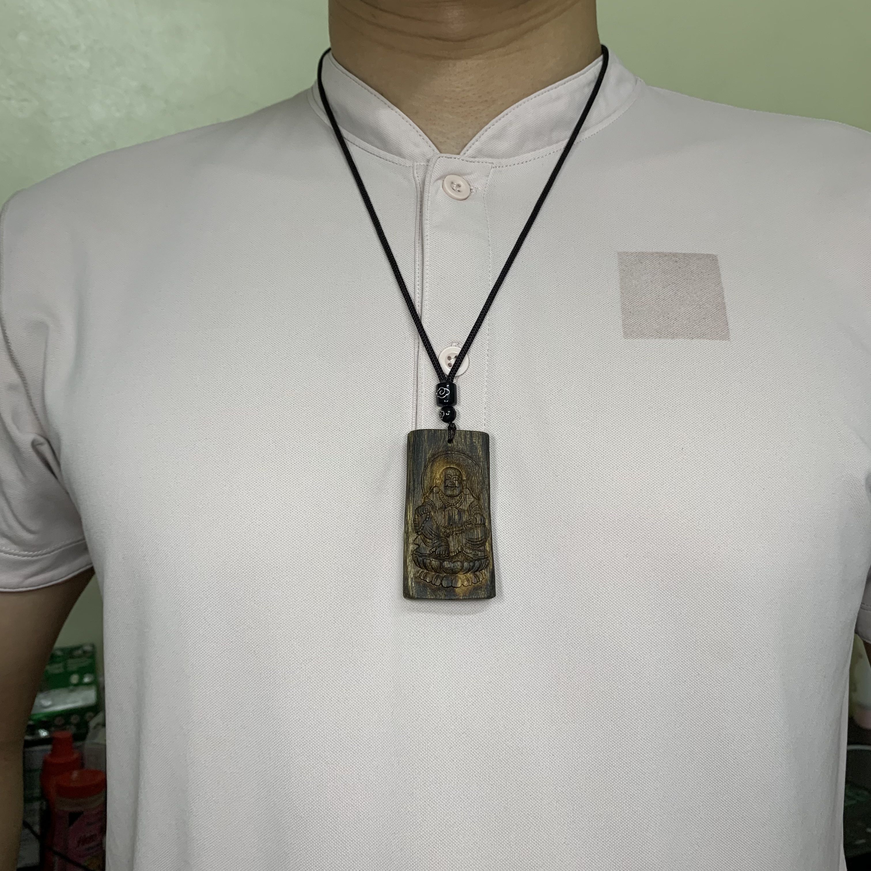 [LIVE] Mặt dây chuyền trầm hương Kì Hải Nam cận chìm khắc hình Phật Di Lạc 129