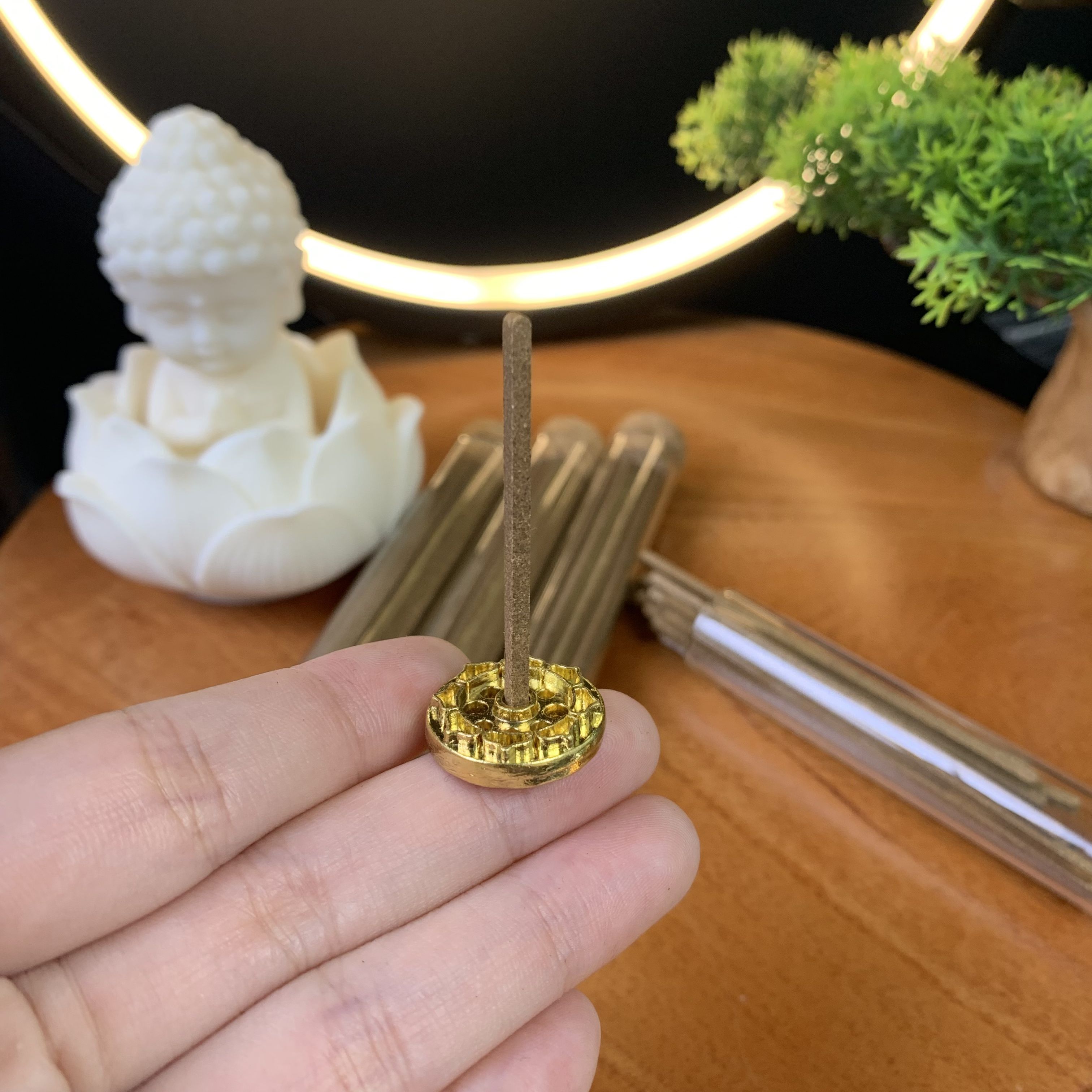 Nhang trầm hương Kỳ Hải Nam nhang thanh không keo, dài 9cm, ống 10gram khoảng 20 que kèm đế đốt 115-02