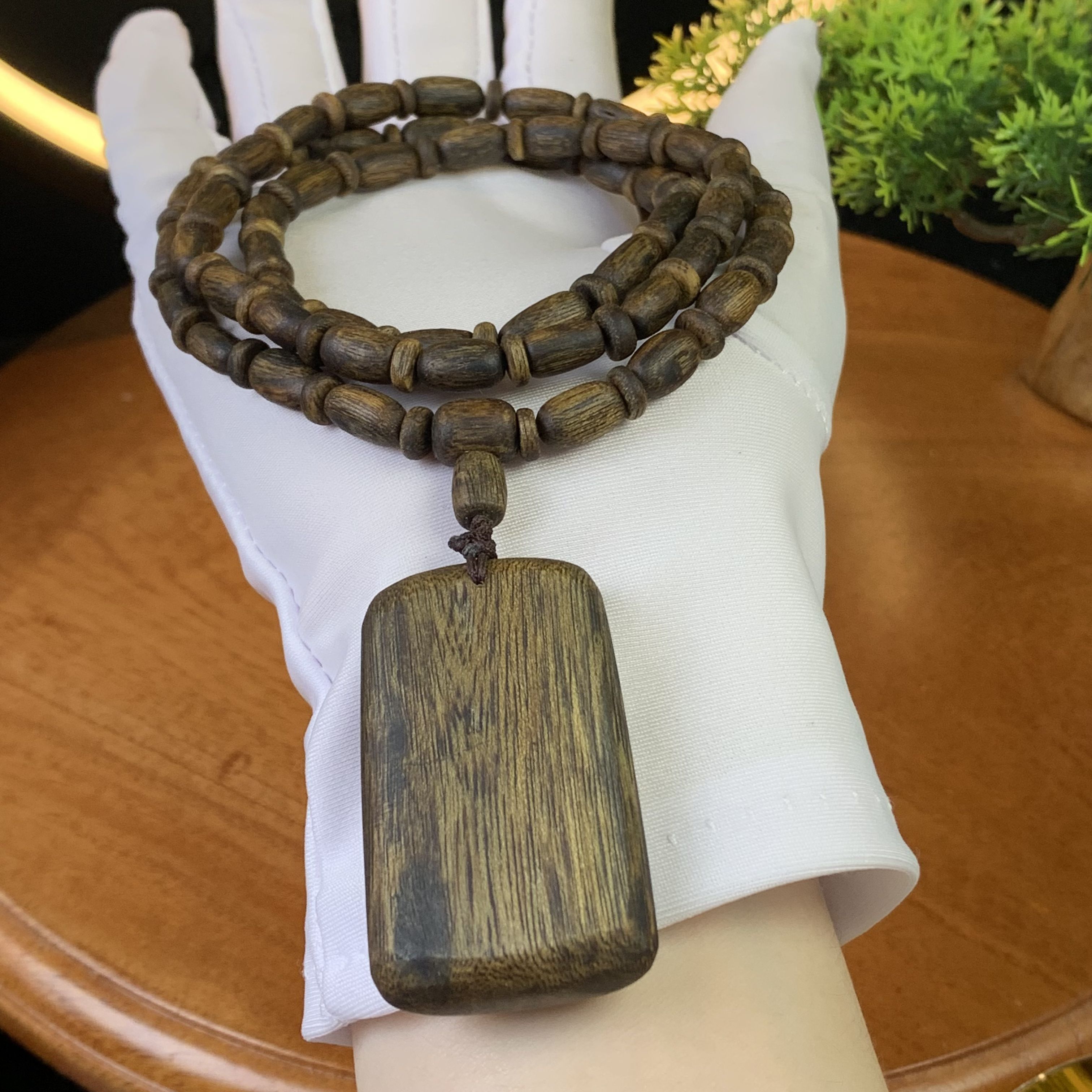 [LIVE] Vòng cổ trầm hương Kỳ Hải Nam cận chìm thơm nhẹ dễ chịu kèm mặt dây 20g 136