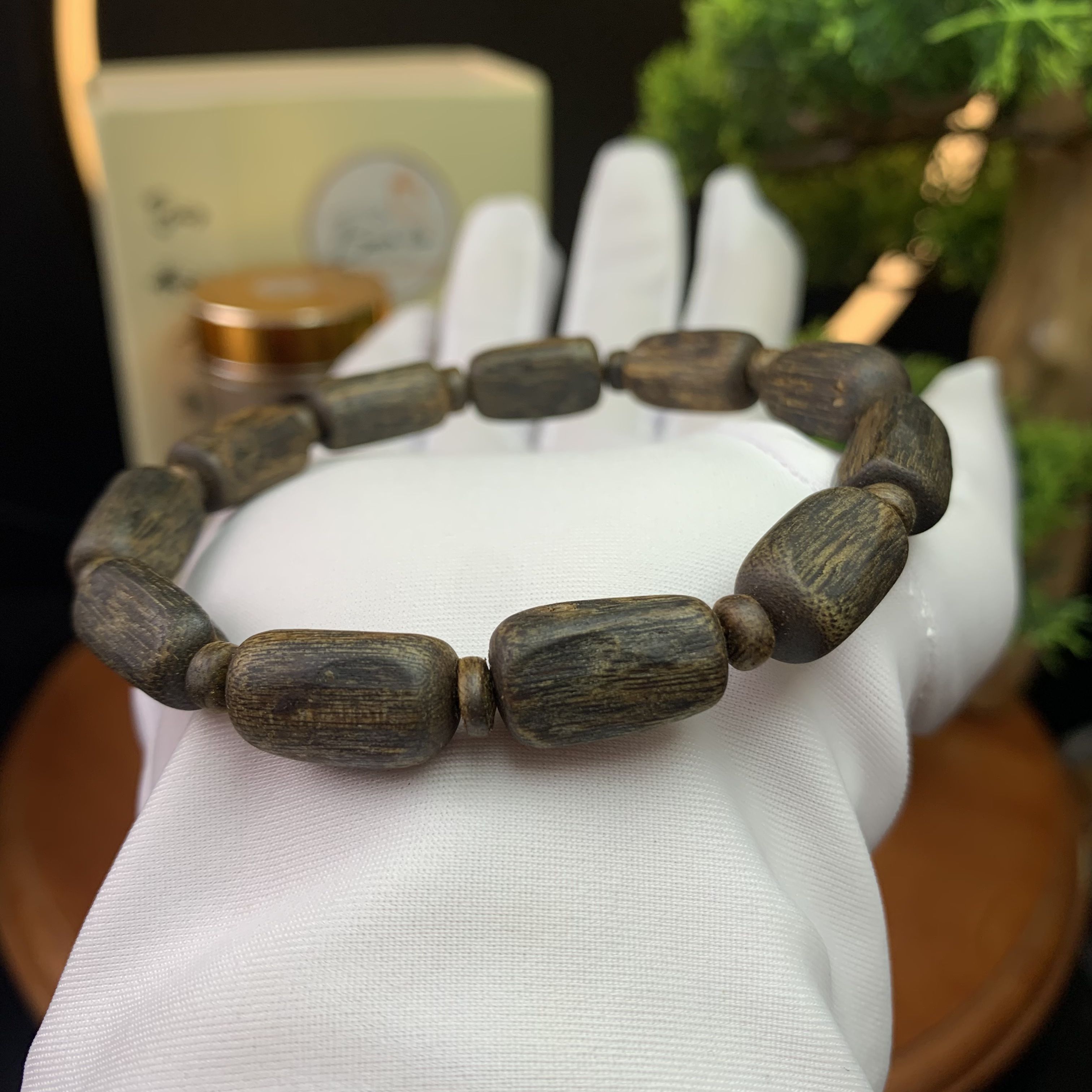 [LIVE] Vòng tay trầm hương Kì Hải Nam chìm nước Tâm Kì dầu đốt trúc 9-10li dầu đen 046-09