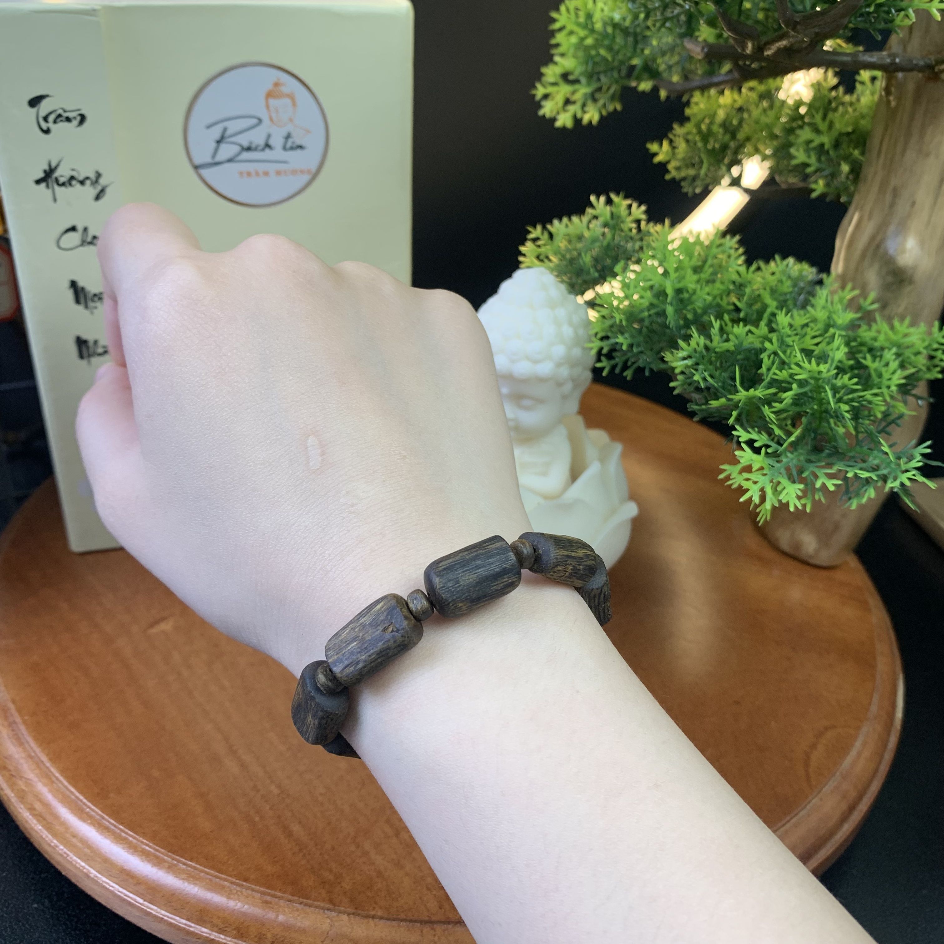 [LIVE] Vòng tay trầm hương Kì Hải Nam chìm nước Tâm Kì dầu đốt trúc 9-10li dầu đen 046-09