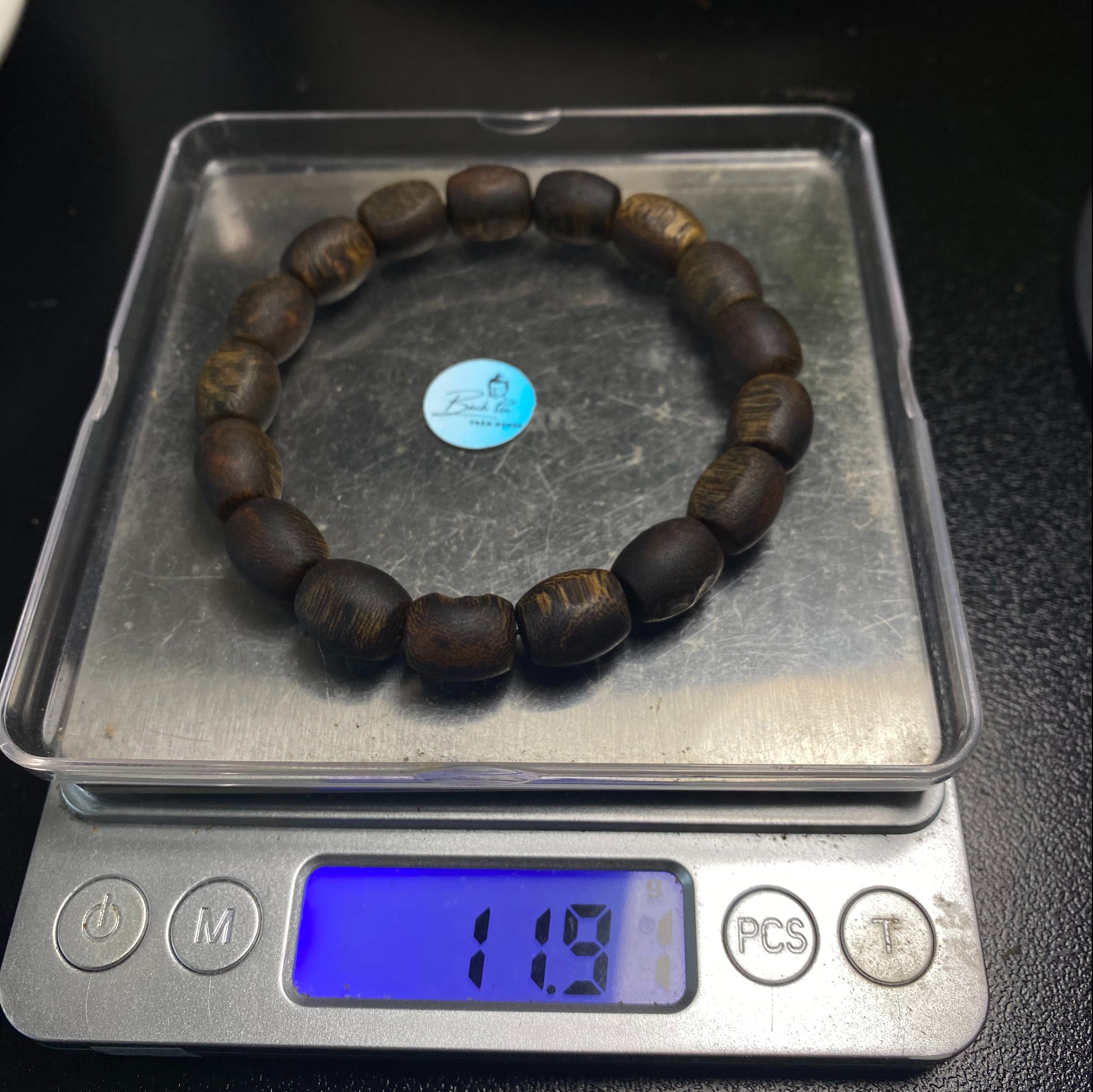 Vòng tay trầm hương Kỳ Hải Nam lu thống thô cận chìm dầu đỏ 10li A0026