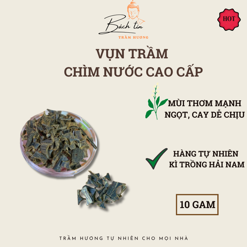 Vụn xông đốt trầm hương Kì Hải Nam chìm nước siêu VIP hộp 10gram đen kịt dầu 121