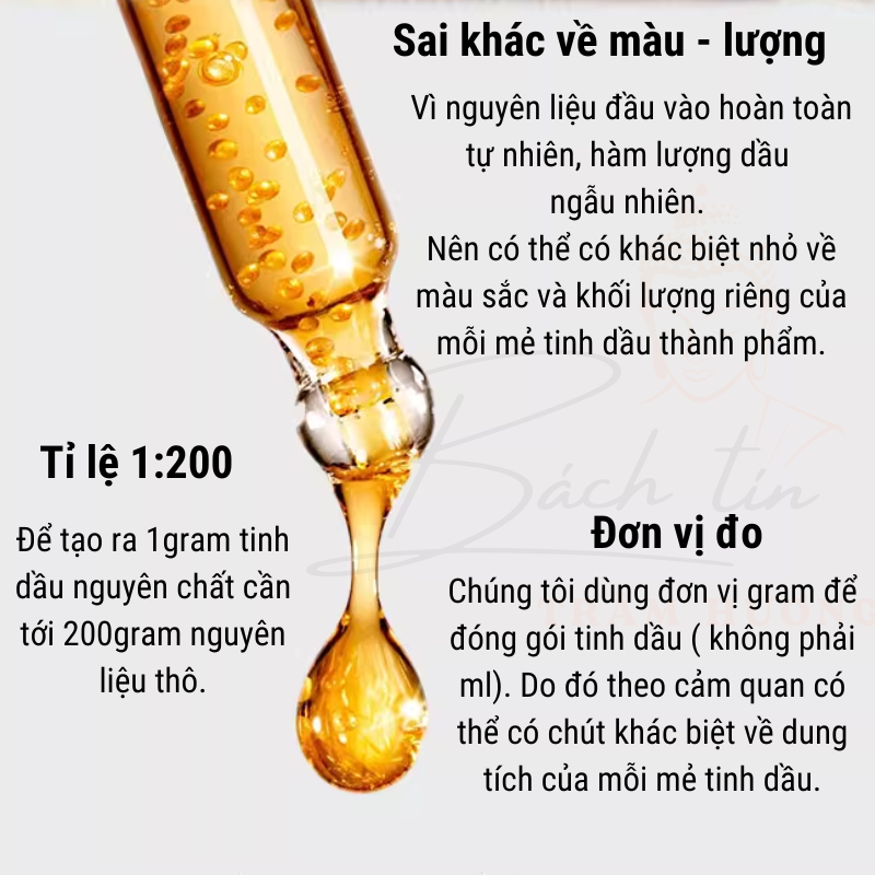 Tinh dầu trầm hương nguyên chất Bách Tín thiên nhiên liệu pháp mùi hương, hỗ trợ giấc ngủ 1-5gram